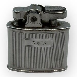 Vintage Ronson Standard Lighter Silver Tone Engraved "BOB" Newark NJ USA – AS IS